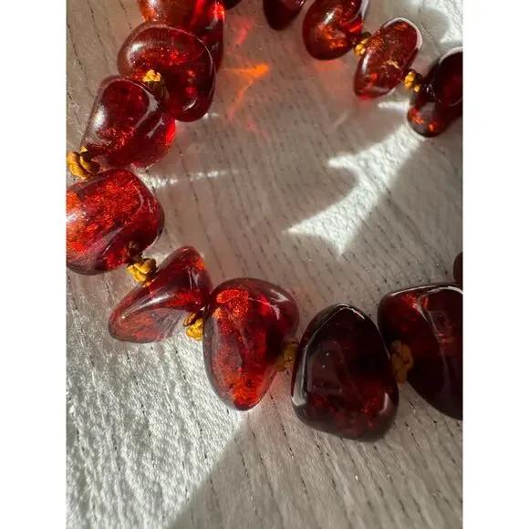 Natural Amber Bracelet – Hand-Knotted Cognac Nuggets, Baltic Style